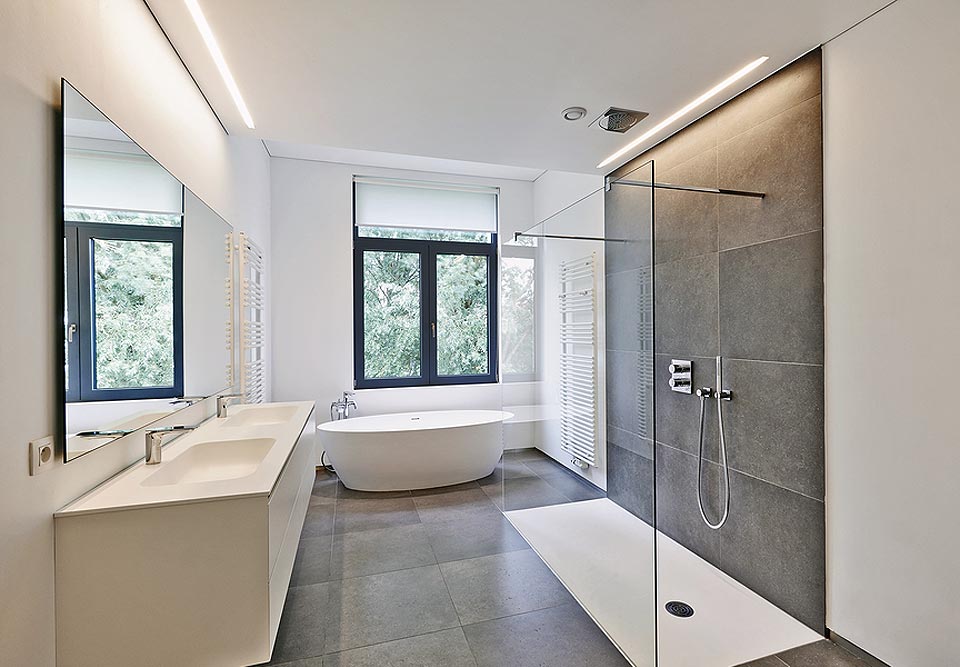Best New Construction Plumbing Contractors Finished Modern Bathroom